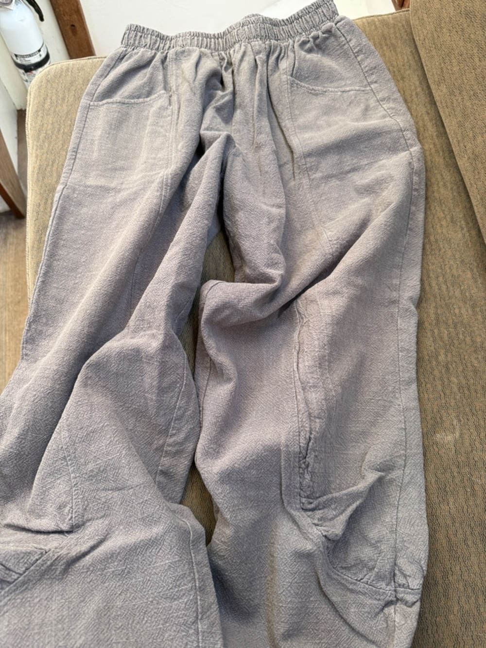 Women's Casual Elastic-Waist linen Gray Pants